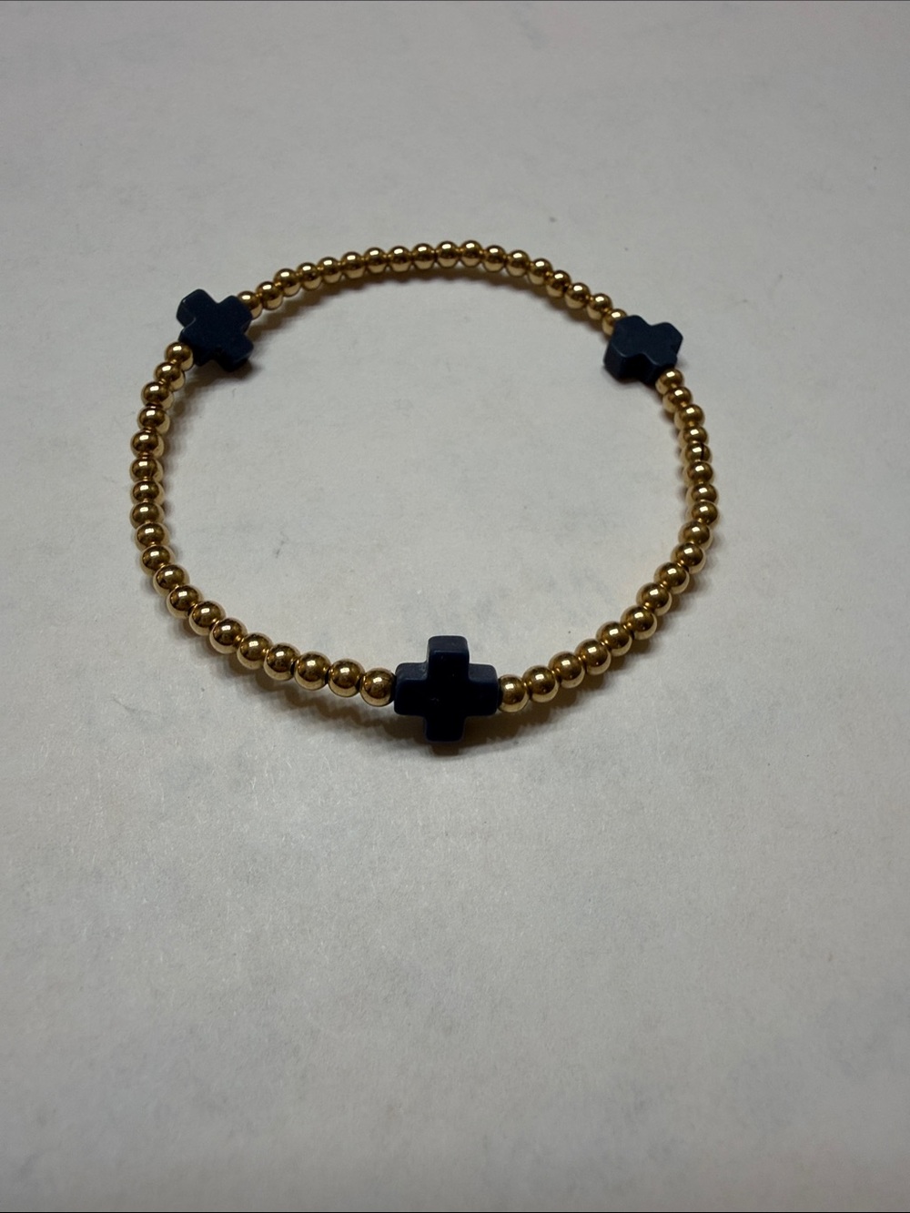 enewton Gold Beaded Bracelet with Navy Cross Accents